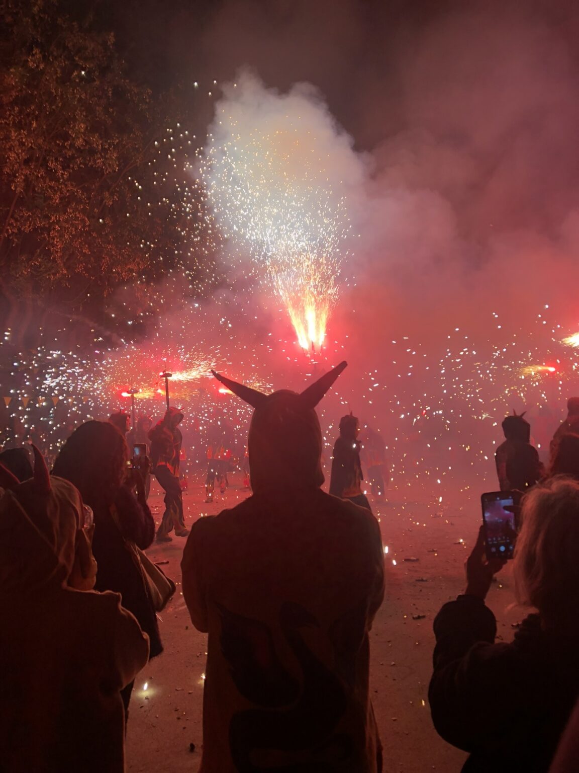 Fire show at a festival in Barcelona